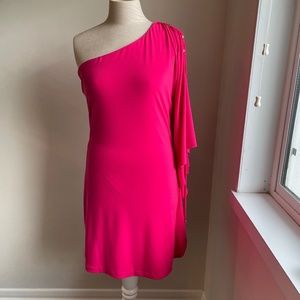 Chaché size M Barbie hot pink one shoulder dress with sparkle shoulder detail